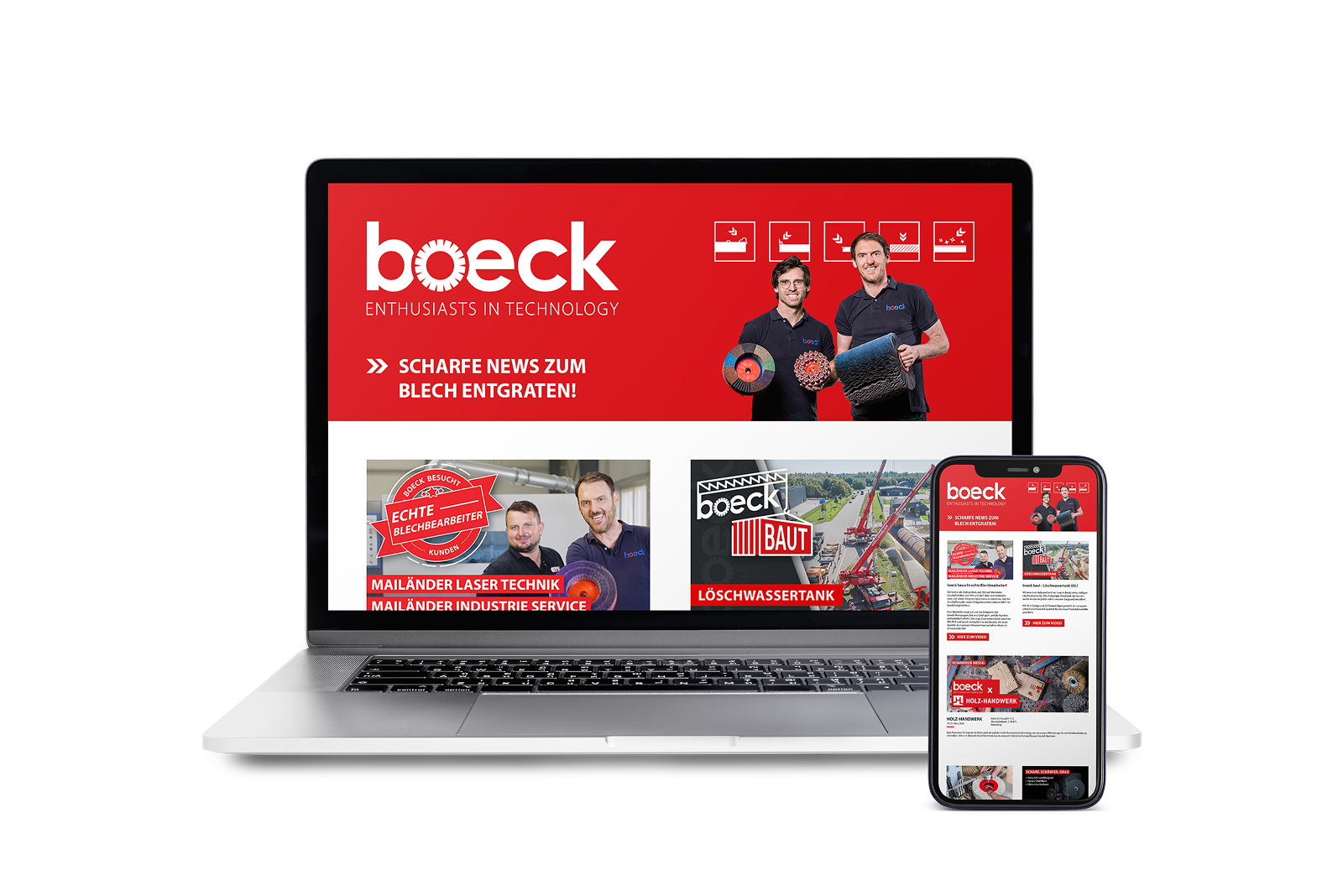 Boeck Newsletter auf Laptop und Handy